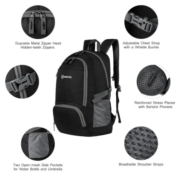 Bulto liviana, empacable, mochila de senderismo plegable y duradera, perfecta para caminatas al aire libre Senderismo Camping, 30L - Imagen 3