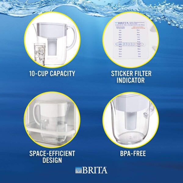 Pichel - Brita grande 10 tazas de diario jarra de agua Incluye filtro – sin BPA – color blanco - Imagen 6
