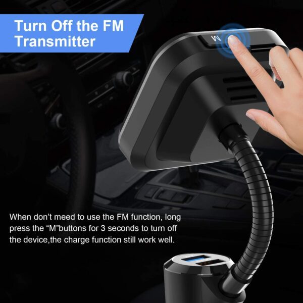 Adaptador de radio para automóvil Kit de auto con llamada de manos libresABOX Trekpow F10 Transmisor de FM Bluetooth para Auto-Wireless Bluetooth 4.2 , 3 puertos USB, pantalla LED, tarjeta TF de soporte, U-Disk, salida AUX - Imagen 5