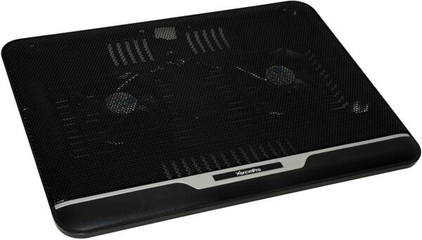 Almohadilla de enfriamiento para enfriador de computadora portátil XtremPro, alfombrilla para 12 "13" 14 "pulgadas, superficie de malla de metal portátil sin bordes con alimentación USB ultradelgada con 2 ventiladores silenciosos a 1500 RPM con luz LED - Negro 2 ventiladores (11067) - Imagen 1