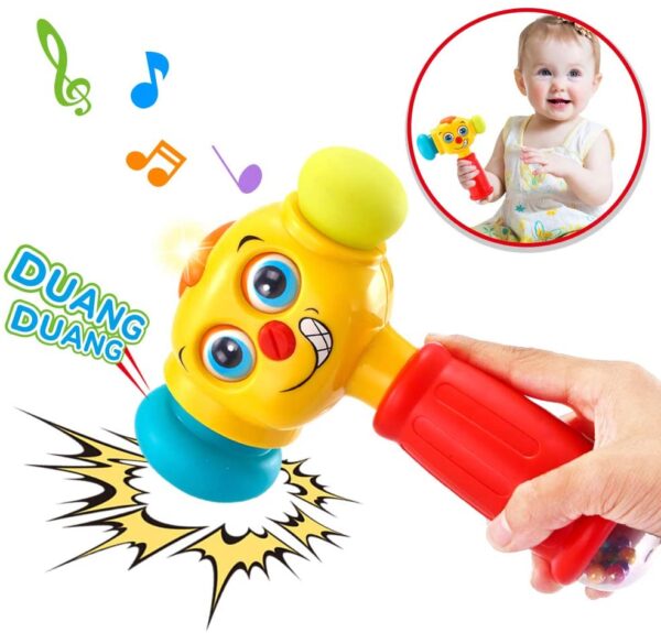 Baby Toys Light & Musical Baby Hammer Toy de 12 a 18 meses de edad | Juguetes infantiles Divertidos ojos cambiantes Martillo para bebés Juguetes para niños pequeños de 1 año + | 12 meses + juguetes para bebés - Imagen 1
