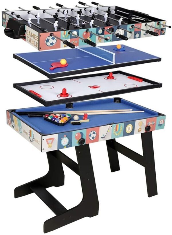 Mesa de juego combinada 4 en 1 Funmall de 48 "con billar, billar, tobogán, hockey, futbolín y tenis de mesa - Imagen 1
