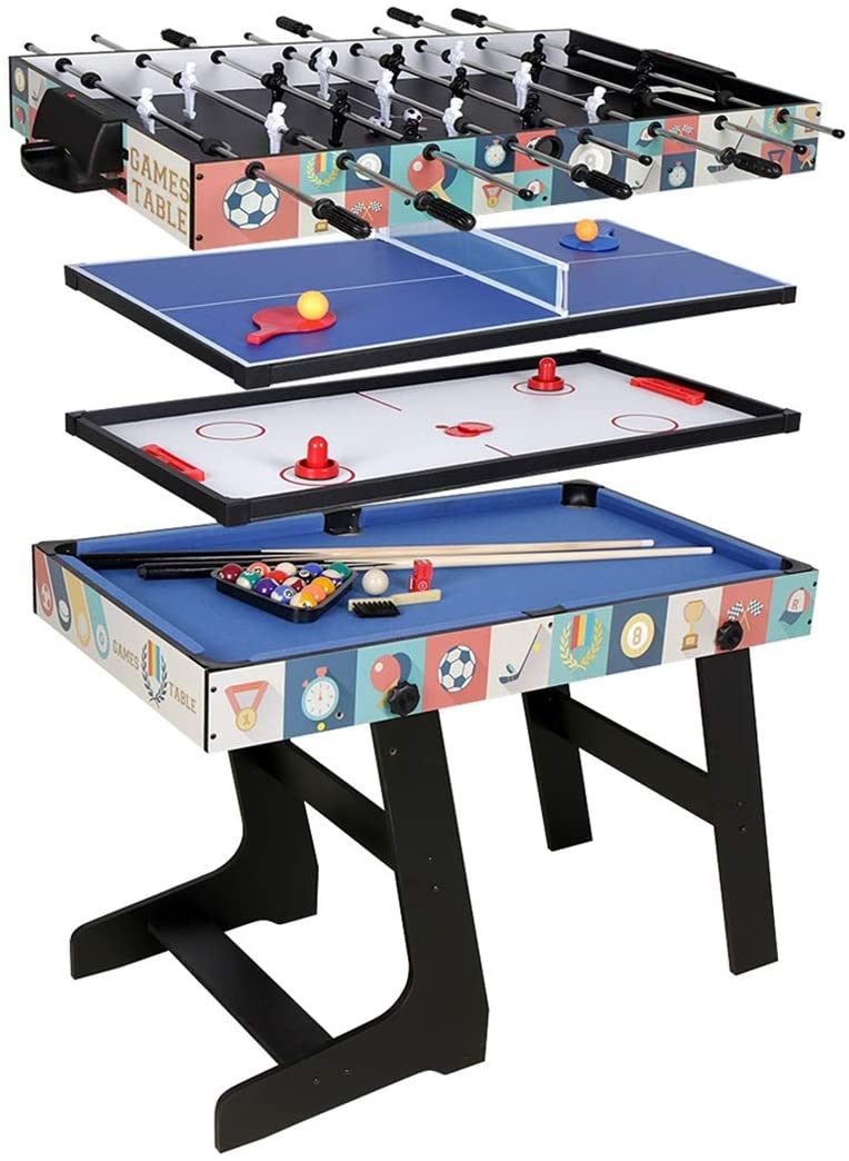 Mesa de juego combinada 4 en 1 Funmall de 48 Mesa de juego combinada 4 en 1 Funmall de 48 "con billar, billar, tobogán, hockey, futbolín y tenis de mesa - Imagen 1