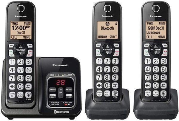 Panasonic KX-TG633SK / KX-TGC363B - Sistema de respuesta digital DECT 6.0 de 1 línea para altavoz, intercomunicador, teléfono inalámbrico expandible - 3 teléfonos - Imagen 1