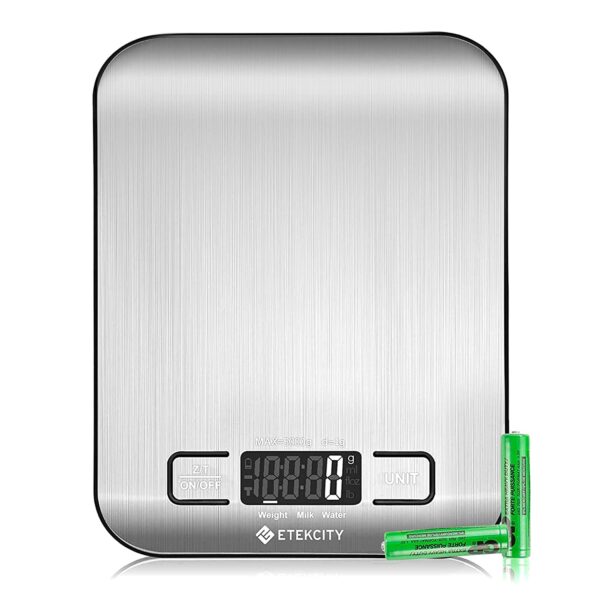 Báscula de cocina digital multifunción Etekcity, báscula de alimentos, 11 lbs, plata, acero inoxidable - Imagen 1