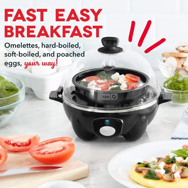 Dash Cocina rápida para huevos, Olla eléctrica con capacidad para 6 huevos para huevos duros, huevos escalfados, huevos revueltos u omelettes con función de apagado automático - Imagen 5