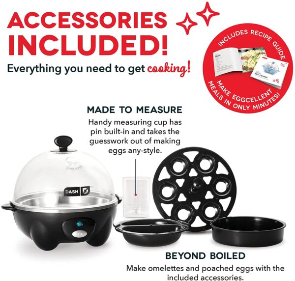 Dash Cocina rápida para huevos, Olla eléctrica con capacidad para 6 huevos para huevos duros, huevos escalfados, huevos revueltos u omelettes con función de apagado automático - Imagen 3