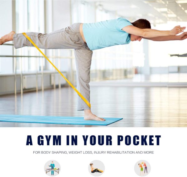 Bandas de resistencia Letsfit para ejercicio en el hogar, estiramiento, entrenamiento de fuerza, terapia física, bandas de látex natural, flexbands de pilates, 12.0 x 2.0 in - Imagen 8