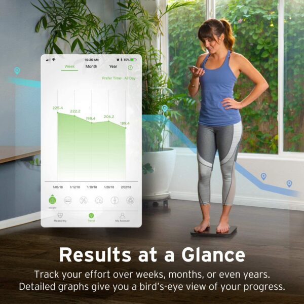 Pesa Báscula de grasa corporal Etekcity  con Bluetooth inteligente, aprobada por la FDA, báscula digital inalámbrica para baño, analizador de composición corporal de 13 elementos esenciales con aplicación, plataforma más grande, peso, BMI, grasa corporal y más - Imagen 4