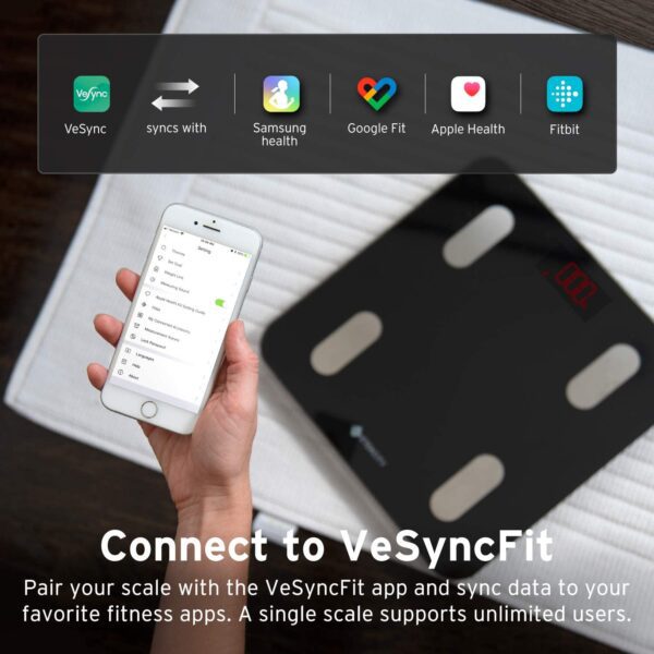 Pesa Báscula de grasa corporal Etekcity  con Bluetooth inteligente, aprobada por la FDA, báscula digital inalámbrica para baño, analizador de composición corporal de 13 elementos esenciales con aplicación, plataforma más grande, peso, BMI, grasa corporal y más - Imagen 7