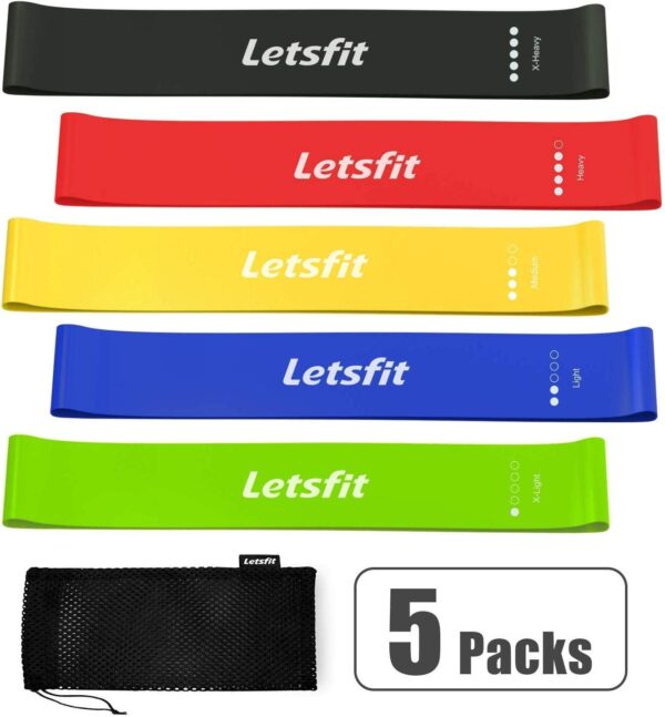 Bandas de resistencia Letsfit para ejercicio en el hogar, estiramiento, entrenamiento de fuerza, terapia física, bandas de látex natural, flexbands de pilates, 12.0 x 2.0 in - Imagen 6