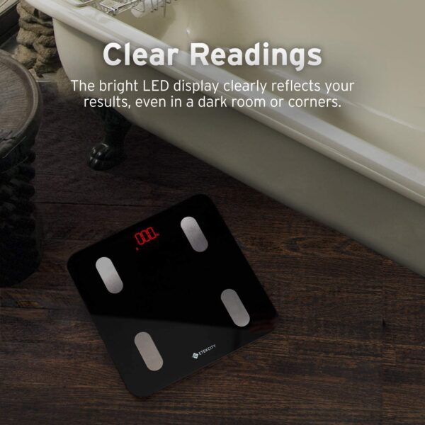 Pesa Báscula de grasa corporal Etekcity  con Bluetooth inteligente, aprobada por la FDA, báscula digital inalámbrica para baño, analizador de composición corporal de 13 elementos esenciales con aplicación, plataforma más grande, peso, BMI, grasa corporal y más - Imagen 5