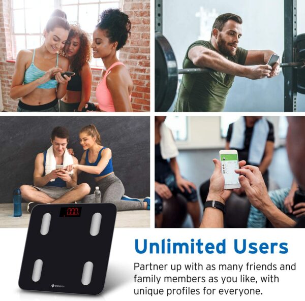 Pesa Báscula de grasa corporal Etekcity  con Bluetooth inteligente, aprobada por la FDA, báscula digital inalámbrica para baño, analizador de composición corporal de 13 elementos esenciales con aplicación, plataforma más grande, peso, BMI, grasa corporal y más - Imagen 6