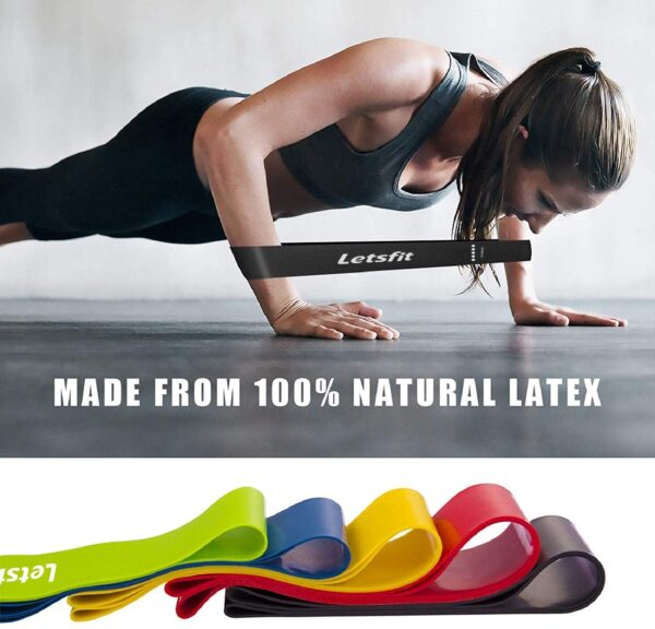 Bandas de resistencia Letsfit para ejercicio en el hogar, estiramiento, entrenamiento de fuerza, terapia física, bandas de látex natural, flexbands de pilates, 12.0 x 2.0 in - Imagen 1