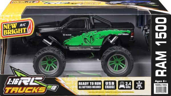 CARRO CONTROL REMOTO RAM NEW BRIGHT 1:16RC TRUCKS 2.4GHZ VERDE - Imagen 2
