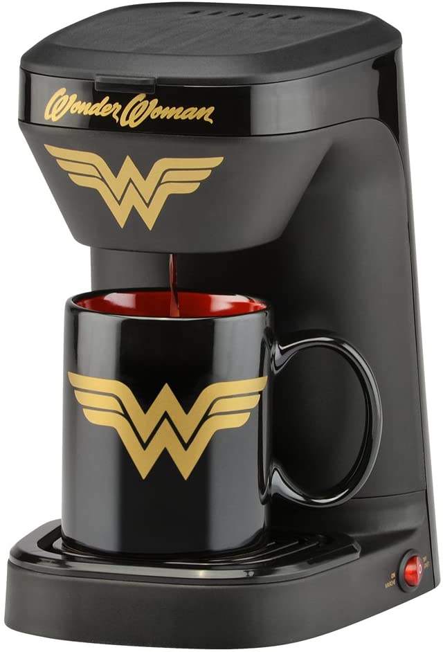 61IjhMEwbFL._AC_SL1000_ Coffee Maker 1 taza con taza., Mujer Maravilla, Negro - Imagen 1