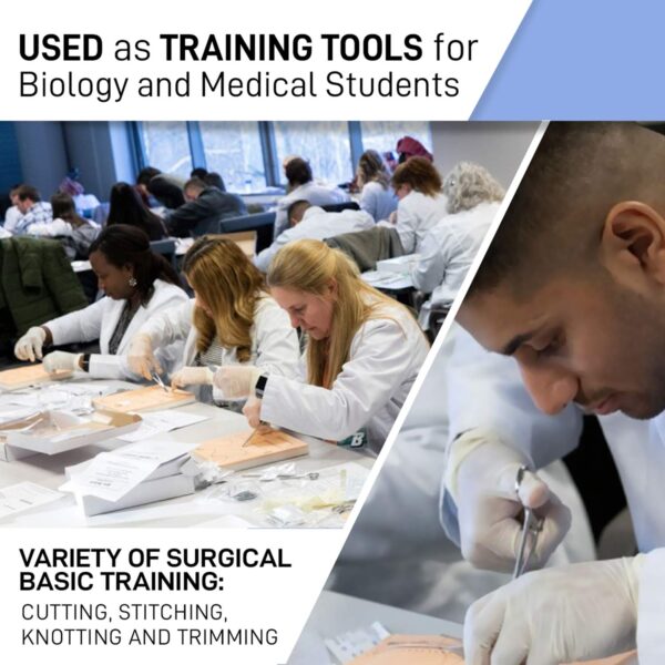 KIT completo practica saturación Medical para estudiantes - Reusable Skin Simulation Silicon PAD 4th GEN with PRE-Cut Wounds, Full Set of Essentials Stainless Still SUTURING Tools - Imagen 2