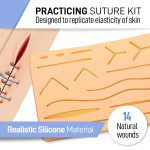 KIT completo practica saturación Medical para estudiantes - Reusable Skin Simulation Silicon PAD 4th GEN with PRE-Cut Wounds, Full Set of Essentials Stainless Still SUTURING Tools - Imagen 3