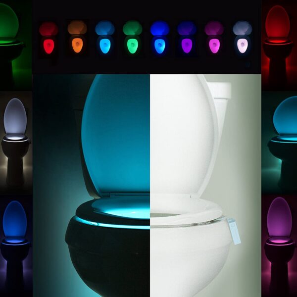 Luz para baño illumiBowl Luz nocturna activada por movimiento de inodoro (como se ve en el tanque de tiburón) multicolor, ajuste universal - Imagen 5
