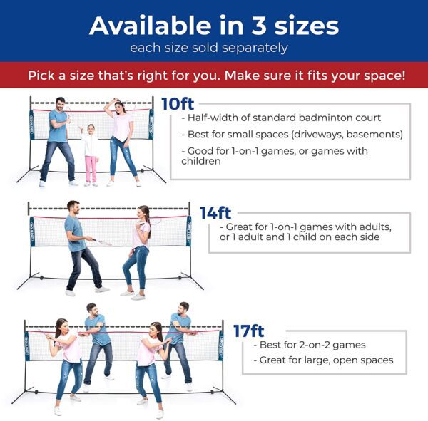 Juego de Net Set 10 pies - Portable Multiuso con ajuste de altura, Badminton , Soccer, Tennis, Pickleball, Kids Volleyball - Exterior o Interior - Imagen 10