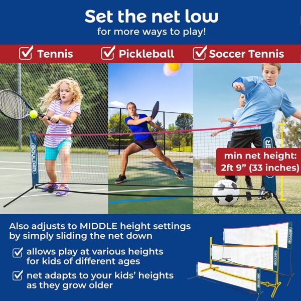 Juego de Net Set 10 pies - Portable Multiuso con ajuste de altura, Badminton , Soccer, Tennis, Pickleball, Kids Volleyball - Exterior o Interior - Imagen 6