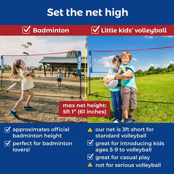 Juego de Net Set 10 pies - Portable Multiuso con ajuste de altura, Badminton , Soccer, Tennis, Pickleball, Kids Volleyball - Exterior o Interior - Imagen 5