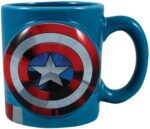 TAZA CAPITAN AMERICA 26601 Marvel Capitán América sopa de cerámica en forma taza de café, 20 oz, multicolor