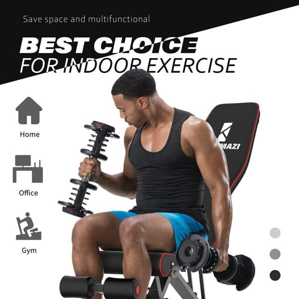 Banco de entrenamiento ajustable, variedad de utilidad para levantamiento de pesas y entrenamiento de fuerza - multiusos para entrenamiento de cuerpo completo - Imagen 6