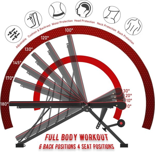 Banco de entrenamiento ajustable, variedad de utilidad para levantamiento de pesas y entrenamiento de fuerza - multiusos para entrenamiento de cuerpo completo - Imagen 5