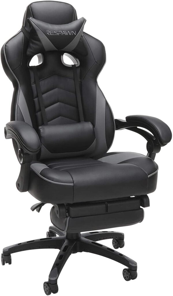 Silla Gamer reclinable ergonómica, silla de piel con reposapiés de RESPAWN 110 Racing Style Gaming Chair, - Imagen 2
