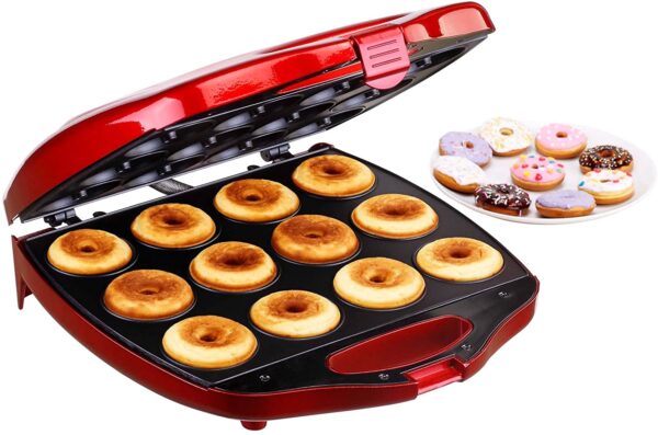 Maquina Donas - VonShef mini máquina para hacer donas de 12 hoyos, color rojo - Imagen 6