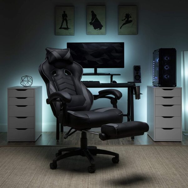 Silla Gamer reclinable ergonómica, silla de piel con reposapiés de RESPAWN 110 Racing Style Gaming Chair, - Imagen 11