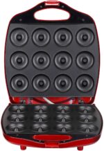 Maquina Donas - VonShef mini máquina para hacer donas de 12 hoyos, color rojo - Imagen 5