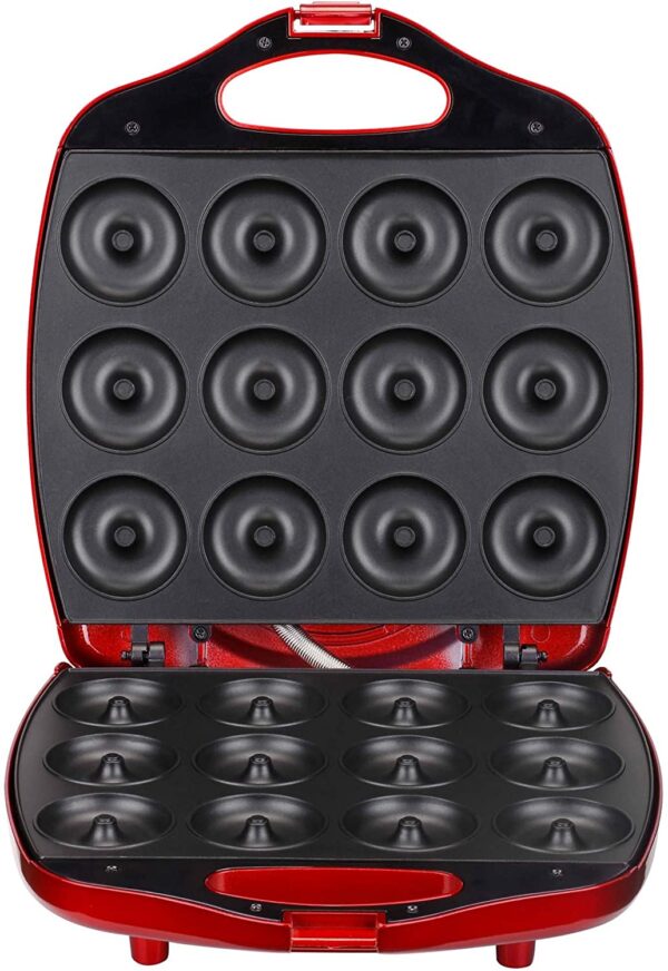 Maquina Donas - VonShef mini máquina para hacer donas de 12 hoyos, color rojo - Imagen 5