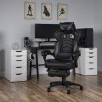 Silla Gamer reclinable ergonómica, silla de piel con reposapiés de RESPAWN 110 Racing Style Gaming Chair, - Imagen 8