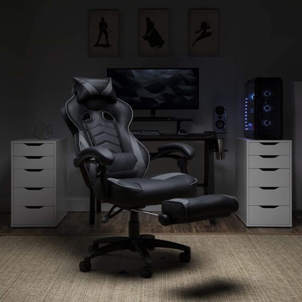 Silla Gamer reclinable ergonómica, silla de piel con reposapiés de RESPAWN 110 Racing Style Gaming Chair, - Imagen 9