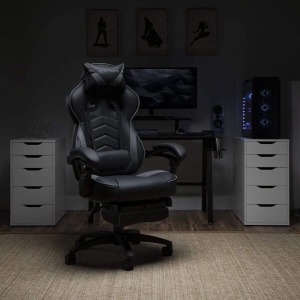 Silla Gamer reclinable ergonómica, silla de piel con reposapiés de RESPAWN 110 Racing Style Gaming Chair, - Imagen 12