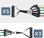 Juego de bandas de resistencia con asas Letsfit - , tubos de entrenamiento con anclaje para puerta y correas de tobillo para entrenamiento de resistencia, terapia física, entrenamiento en casa, yoga, pilates apilables hasta 150 libras - Imagen 3