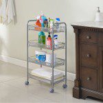 Verdulero Carro de almacenamiento de cocina con ruedas, cesta de alambre de acero, estantería, fácil de mover, Acero - Imagen 4