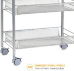 Verdulero Carro de almacenamiento de cocina con ruedas, cesta de alambre de acero, estantería, fácil de mover, Acero - Imagen 5