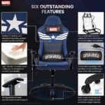 Silla de escritorio de los Vengadores de Marvel para juegos de mesa de oficina y de carreras de ordenador Capitán América - Imagen 5