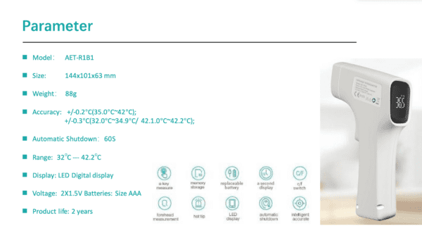 Termometro Frente infrarroja para humanos adultos y bebés niños fiebre medicina digital indicador de oído LED oral lectura instantánea ajuste para oficina, negocios en interiores y exteriores - Imagen 3