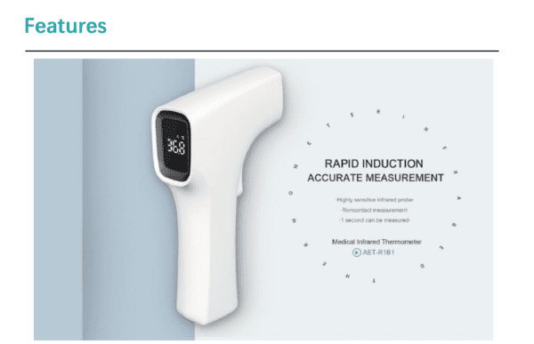 Termometro Frente infrarroja para humanos adultos y bebés niños fiebre medicina digital indicador de oído LED oral lectura instantánea ajuste para oficina, negocios en interiores y exteriores - Imagen 4