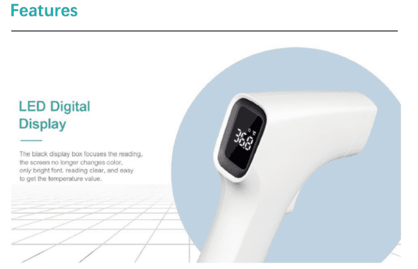 Termometro Frente infrarroja para humanos adultos y bebés niños fiebre medicina digital indicador de oído LED oral lectura instantánea ajuste para oficina, negocios en interiores y exteriores - Imagen 5