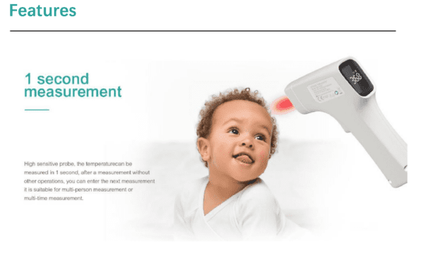 Termometro Frente infrarroja para humanos adultos y bebés niños fiebre medicina digital indicador de oído LED oral lectura instantánea ajuste para oficina, negocios en interiores y exteriores - Imagen 6