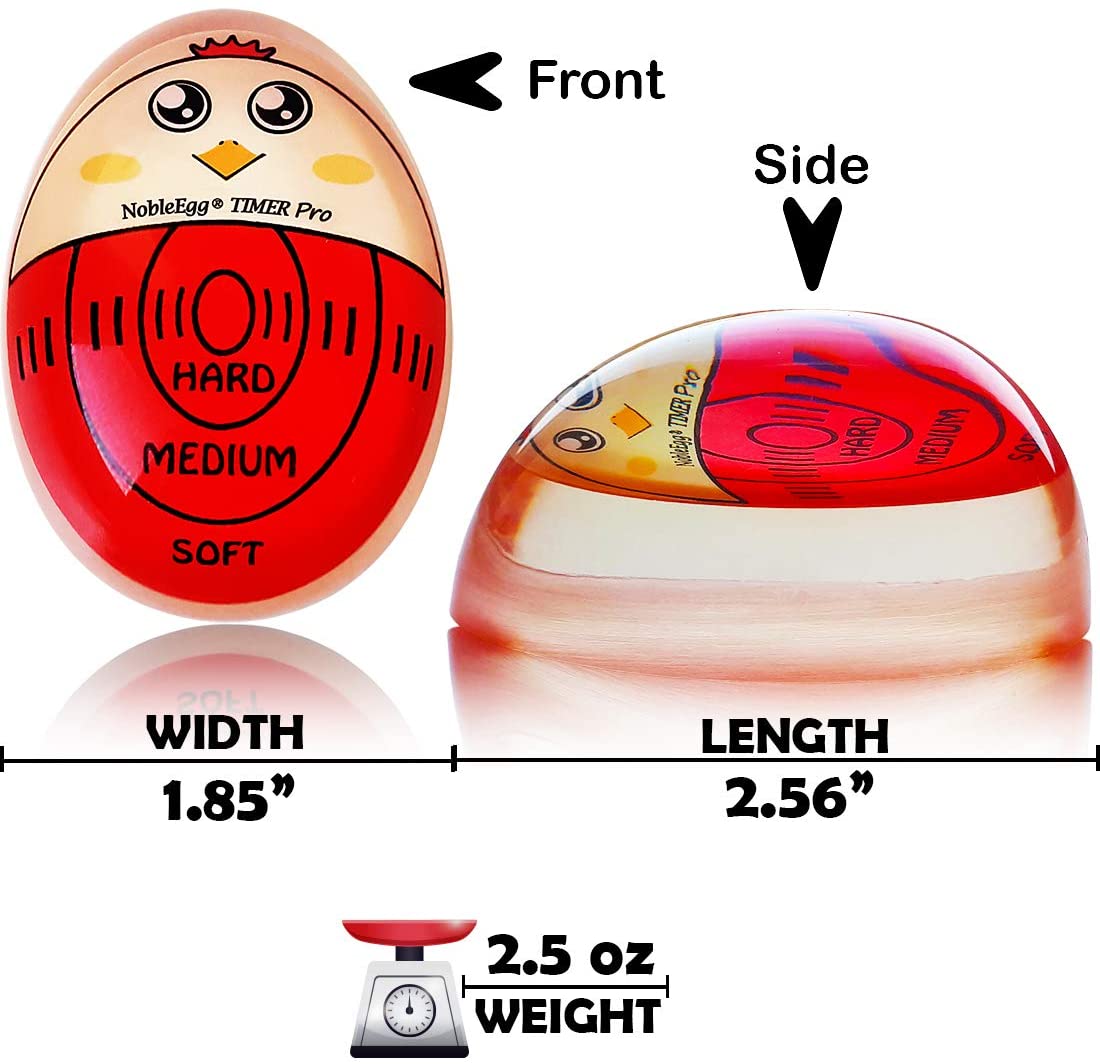 610WdDdc5XL._AC_SL1100_ Huevo Tiempo, NobleEgg Temporizador de huevos Pro | Temporizador de huevos duros y suaves que cambia de color cuando se hace | sin BPA, certificado - Imagen 1