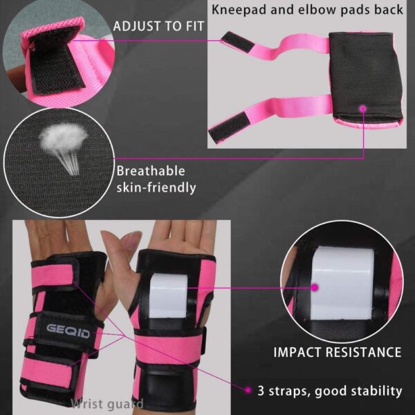 Rodilleras para niños y jóvenes, coderas y muñequeras, 3 en 1, juego de equipo de protección para patinaje en línea, patinaje, patinaje, ciclismo, BMX - Imagen 9
