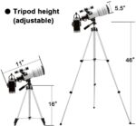 Telescopio Model 70400 70M principiantes, 2.756 in de apertura, 11.811 in, telescopio refractor astronómico (15 x 150 X), telescopio portátil de viaje con un trípode ajustable, un adaptador de teléfono y un mando a distancia inalámbrico - Imagen 3