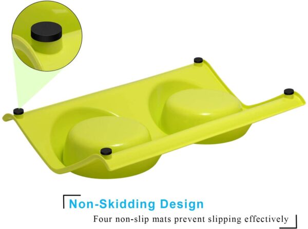 Tazas dobles para mascotas, de acero inoxidable de alta calidad, con base de resina sin derrames, para agua y alimento, para perros y gatos - Imagen 5