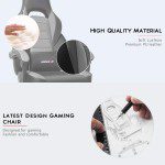 Silla gamer BOSSIN Silla de escritorio para ordenador con reposapiés y reposacabezas, diseño ergonómico, gran tamaño de respaldo alto, silla giratoria de piel sintética, Cuero falso, Gris y negro - Imagen 4